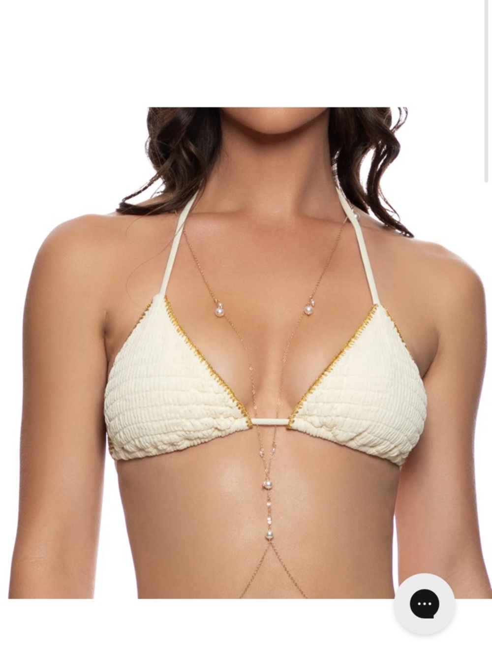 LUXE STITCH SEAMLESS TRIANGLE TOP / WHITE SANDS / LULI FAMA NWT - SIZE SMALL